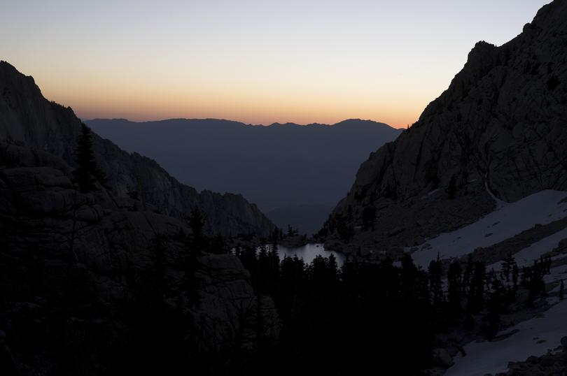 Dawn over Lone Pine Lake, about two and a half miles into the hike up Mount Whitney, Calif., in July 2023. Last July, a recently divorced writer who had found solace in hiking took on a towering challenge: Mount Whitney, the highest peak in the lower 48 states.