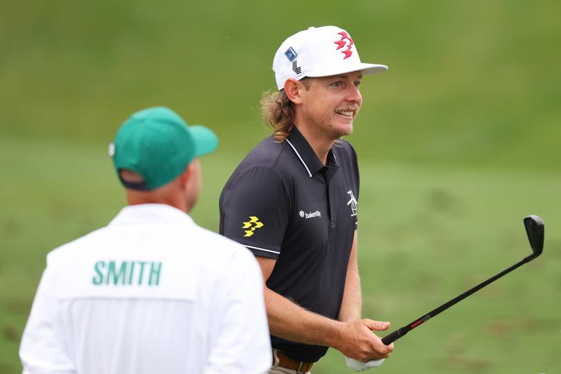 AUGUSTA, GEORGIA - APRIL 09: Cameron Smith of Australia warms up in the practice area prior to the 2024 Masters Tournament at Augusta National Golf Club on April 09, 2024 in Augusta, Georgia. (Photo by Andrew Redington/Getty Images)