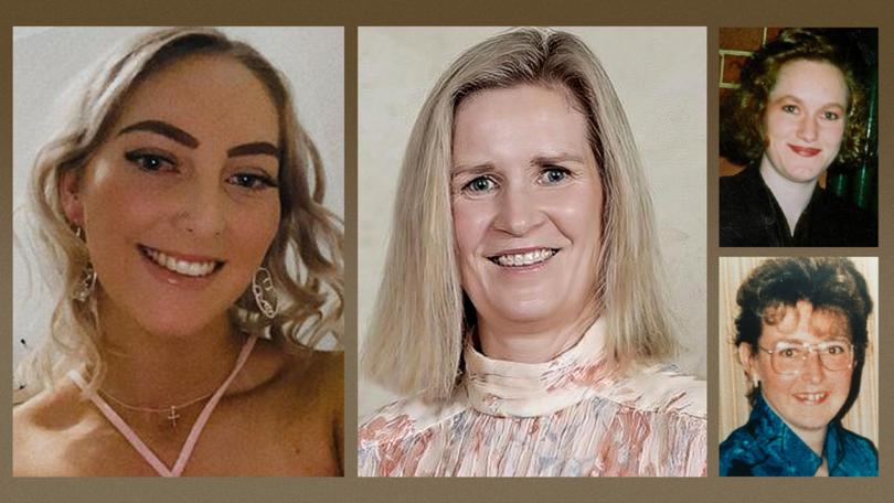 Ballarat alleged murder victims:  Hannah McGuire, Samantha Murphy, Rebecca Young and historic unsolved murder victims Belinda Williams and Tracy Howard. 