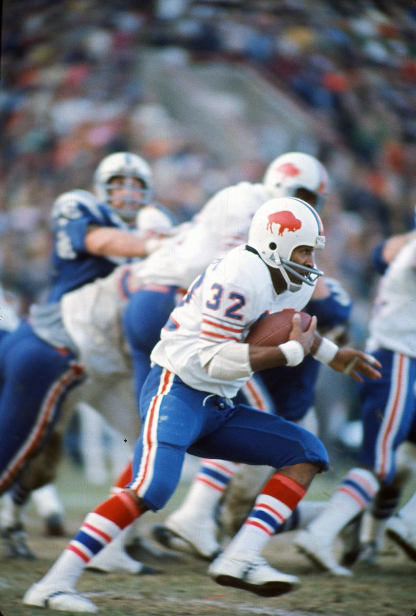 O.J. Simpson carries the ball during a NFL game in 1973.