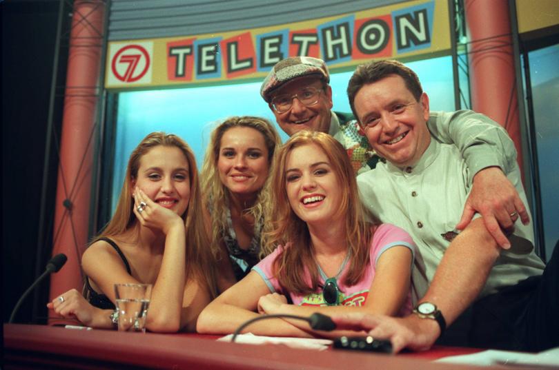 Telethon 1996. Tempany Deckert, Belinda Emmett, Harry Cooper, Isla Fisher and David Christison. 