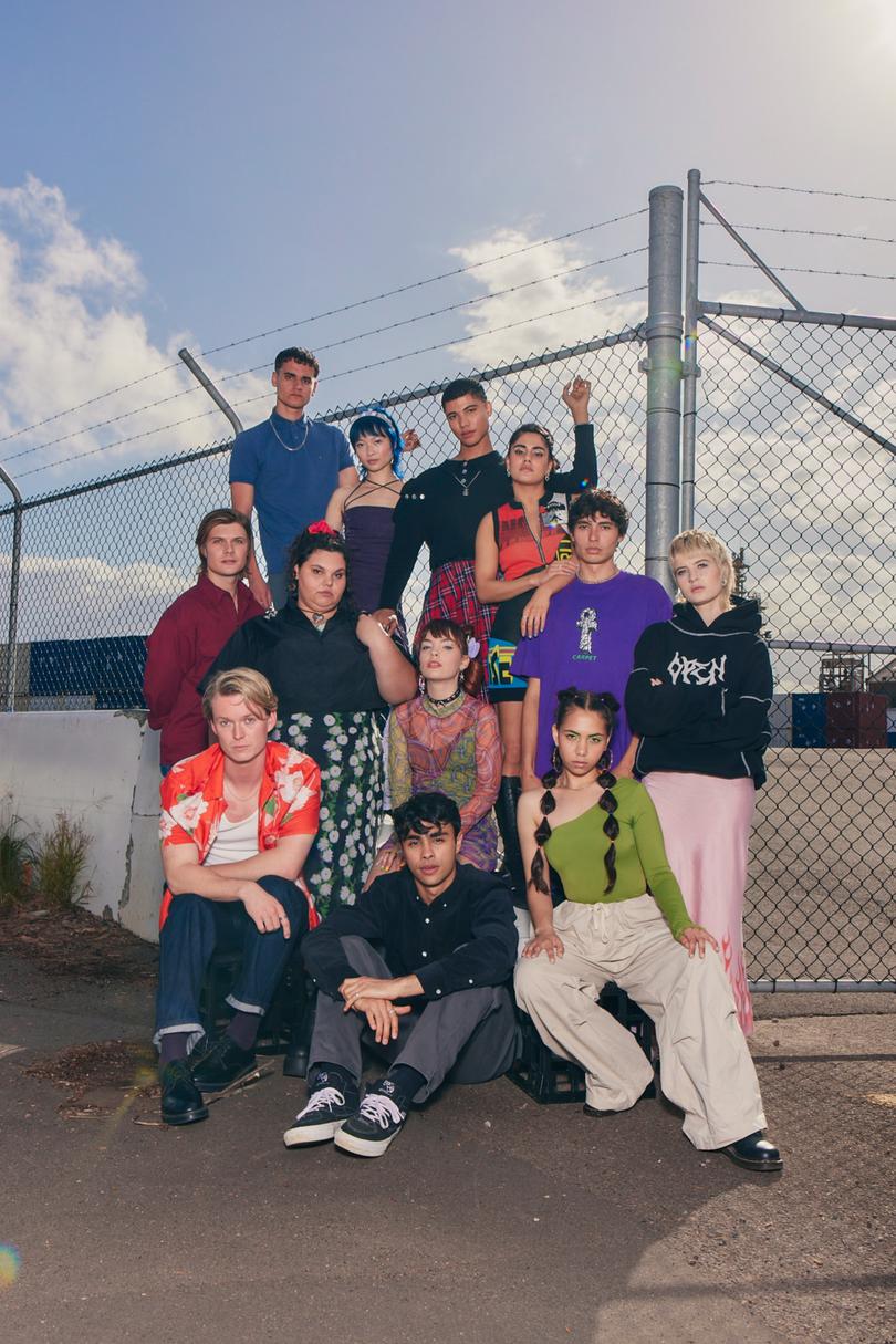 Heartbreak High S2. (L to R) Brodie Townsend as Ant, Gemma Chua-Tran as Sasha, James Majoos as Darren,  Ayesha Madon as Amerie, Sam Rechner as Rowan, Kartanya Maynard as Zoe, Chloe Hayden as Quinni , Brodie Townsend as Ant, Asher Yasbincek as Harper, Bryn Chapman Parish as Spider, Thomas Weatherall as Malakai, Sherry-Lee Watson as Missy in Heartbreak High S2. Cr. Courtesy of Netflix  2024