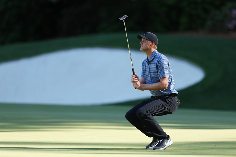 AUGUSTA, GEORGIA - APRIL 14: Cam Davis of Australia reacts after missing a putt on the 13th green during the final round of the 2024 Masters Tournament at Augusta National Golf Club on April 14, 2024 in Augusta, Georgia. (Photo by Andrew Redington/Getty Images)