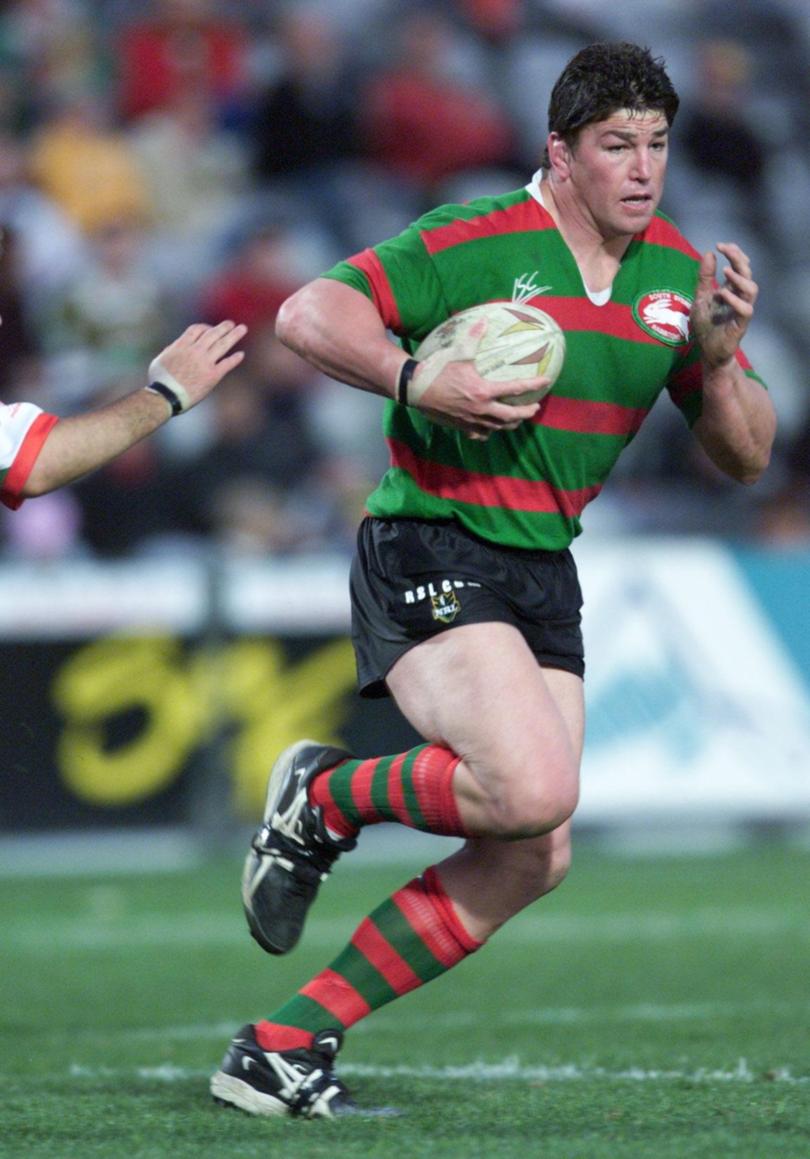 South Sydney Versus Umina at North Power Stadium.
Photo shows.....Mark Carroll on the burst