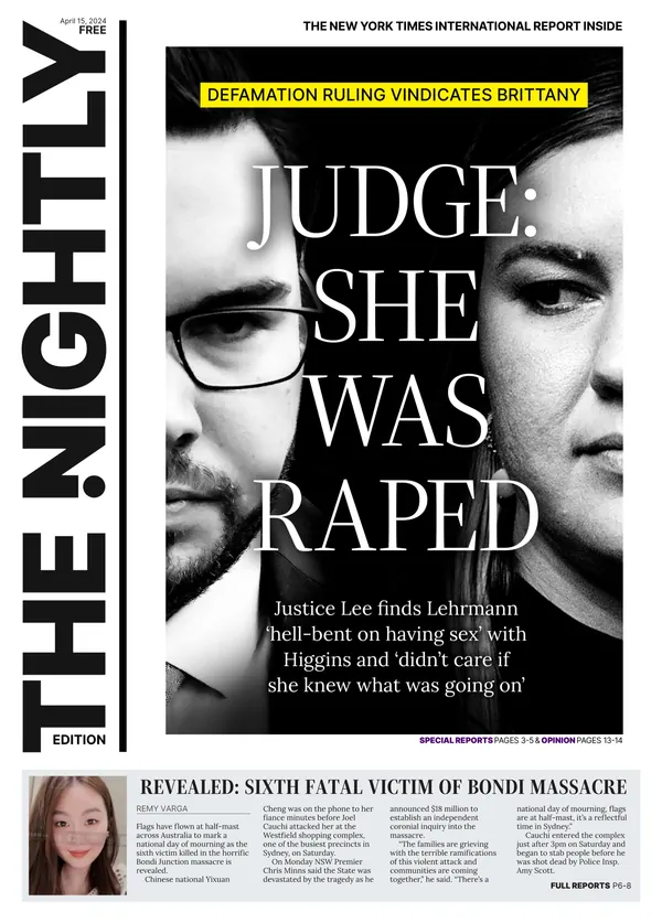 The front page of The Nightly for 15-04-2024