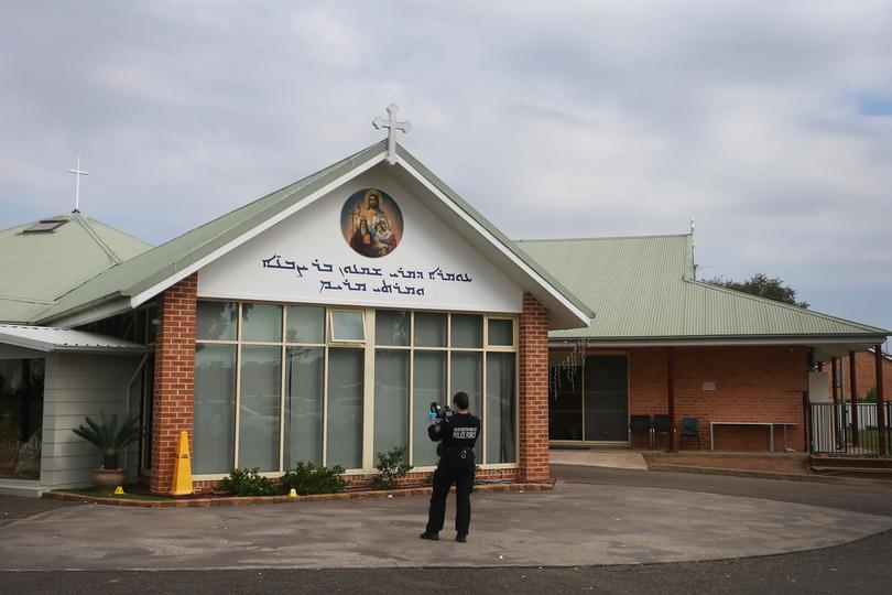 Police outside the Christ The Good Shepherd Church in Wakeley.
