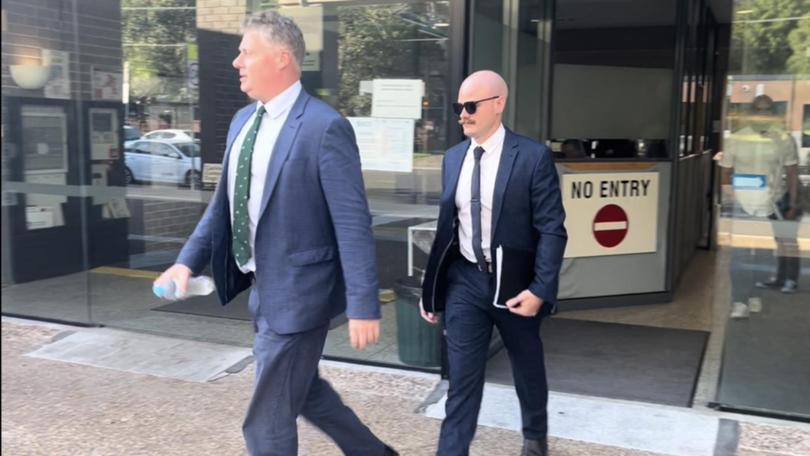 Constable Alexander James Cox (right) is accused of showing colleagues a video of him having sex.