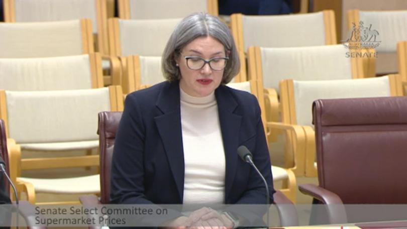 Coles boss Leah Weckert is appearing at the Senate inquiry into supermarket prices supplied