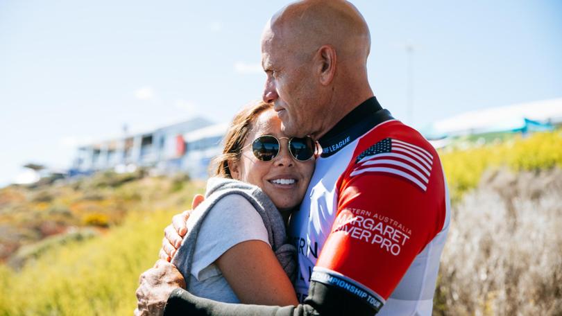 MARGARET RIVER, WESTERN AUSTRALIA, AUSTRALIA - APRIL 16: Eleven-time WSL Champion Kelly Slater of the United States after surfing in Heat 5 of the Round of 32 at the Western Australia Margaret River Pro on April 16, 2024 at Margaret River, Western Australia, Australia. (Photo by Beatriz Ryder/World Surf League) Beatriz Ryder