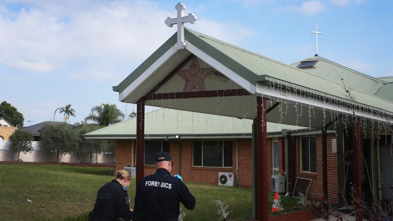 Forensic Police at Christ The Good Shepherd Church in the suburb of Wakeley in the days after the attack.