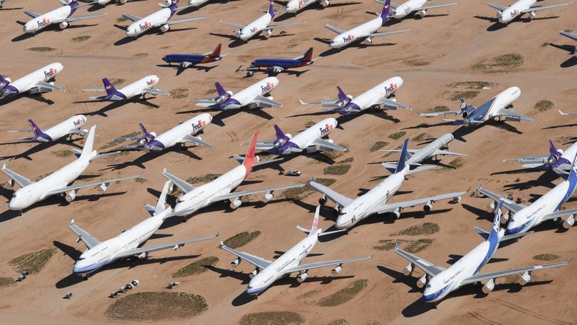 A so-called boneyard in Victorville, California.