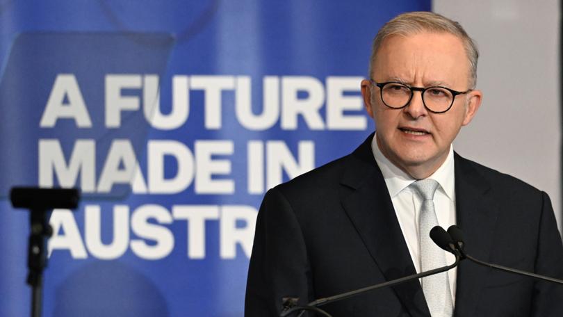 Australian Prime Minister Anthony Albanese addresses the Queensland Media Club at the Brisbane Convention and Exhibition Centre in Brisbane.