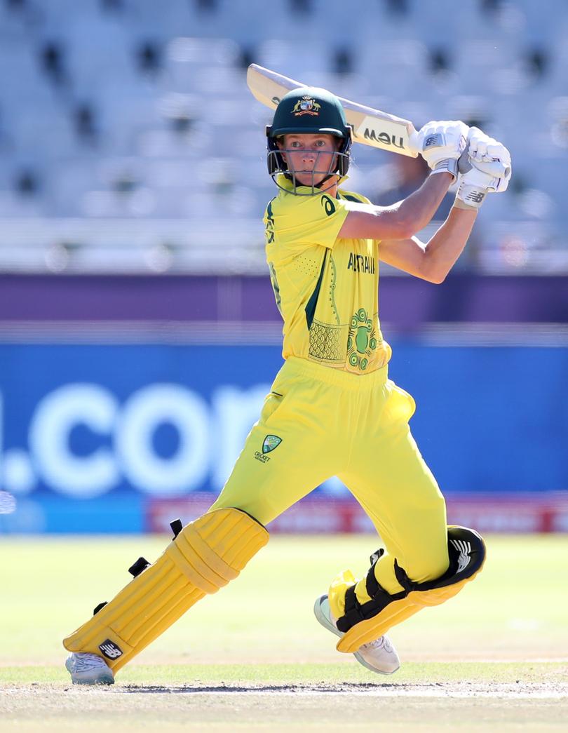 CAPE TOWN, SOUTH AFRICA - FEBRUARY 23: Meg Lanning of Australia plays a shot during the ICC Women's T20 World Cup Semi Final match between Australia and India at Newlands Stadium on February 23, 2023 in Cape Town, South Africa. (Photo by Jan Kruger-ICC/ICC via Getty Images)