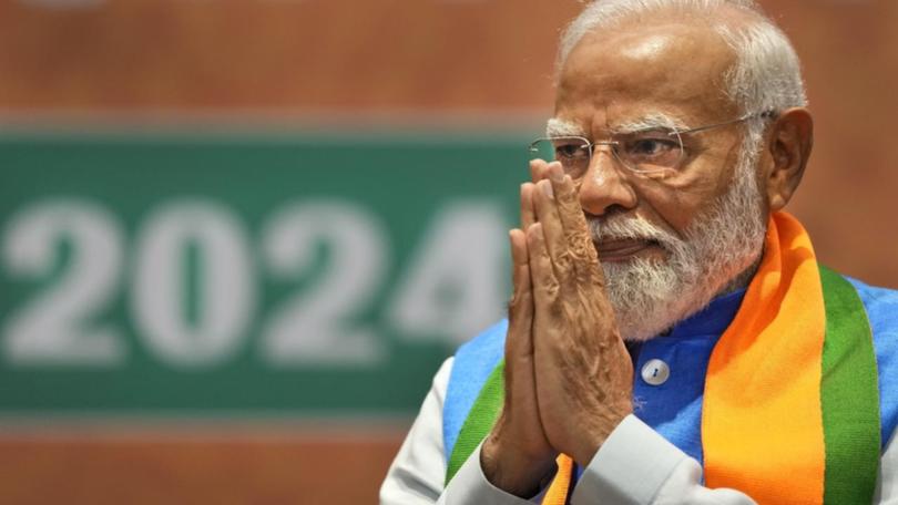 Narendra Modi is seeking to become the second Indian PM to be elected three times in a row. (AP PHOTO)