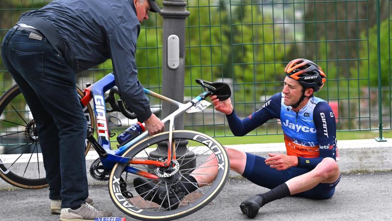 Chris Harper took a bad fall during the Tour of the Alps in Italy.