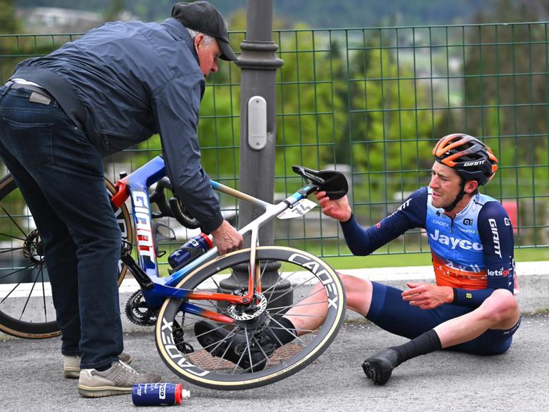 Chris Harper took a bad fall during the Tour of the Alps in Italy.