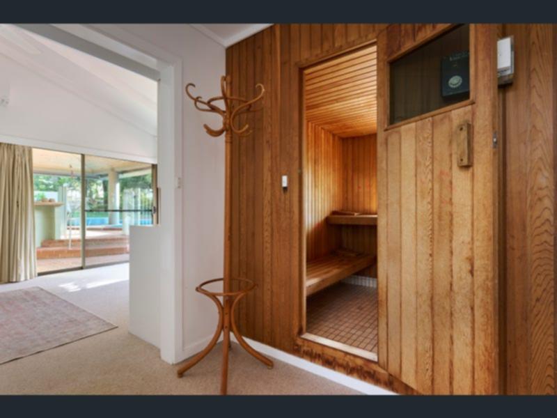 The mansion includes a sauna.