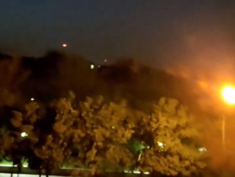 Footage shared on social media appeared to show anti-aircraft fire striking over the city of Isfahan in central Iran.