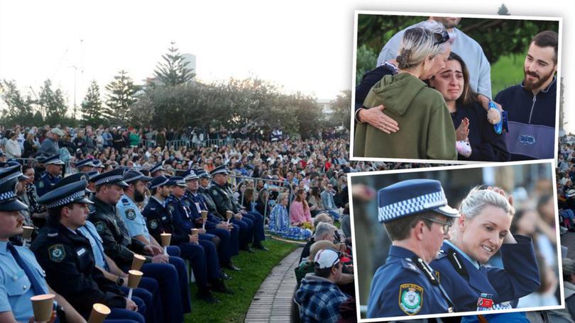 Sydneysiders descended on Bondi Beach on Sunday evening to pay an emotional tribute to the six people killed at Westfield Bondi Junction last Saturday.
