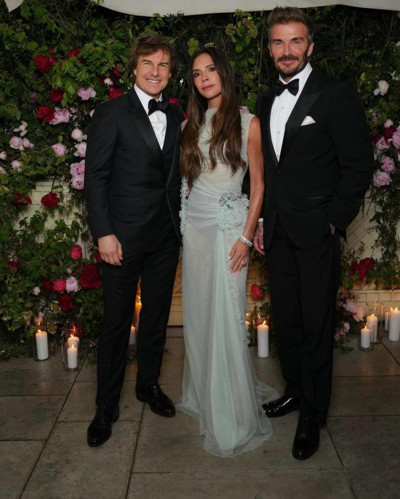 The Beckahams with Tom Cruise, left.