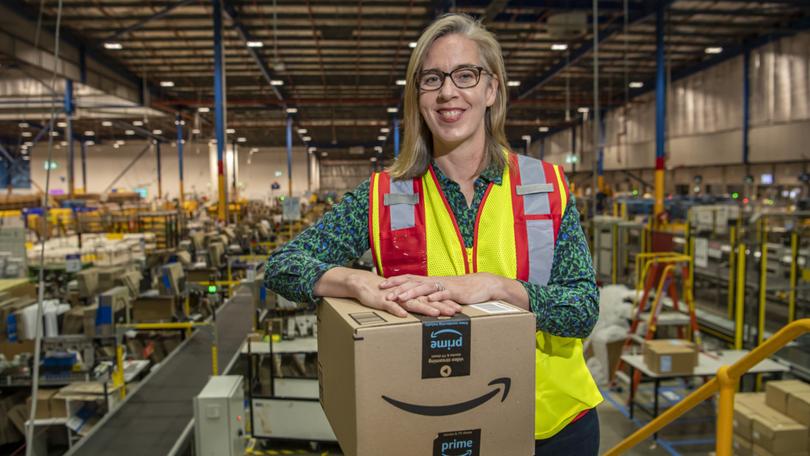 Country Manager at Amazon Australia, Janet Menzies, pictured at the Amazon Fulfilment Centre BWU1 in Moorebank.