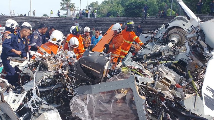 Two military helicopters collided into each other in midair in Lumut, Malaysia.