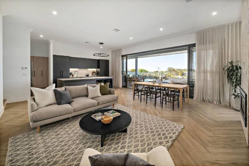 The open-plan kitchen, living and dining area.