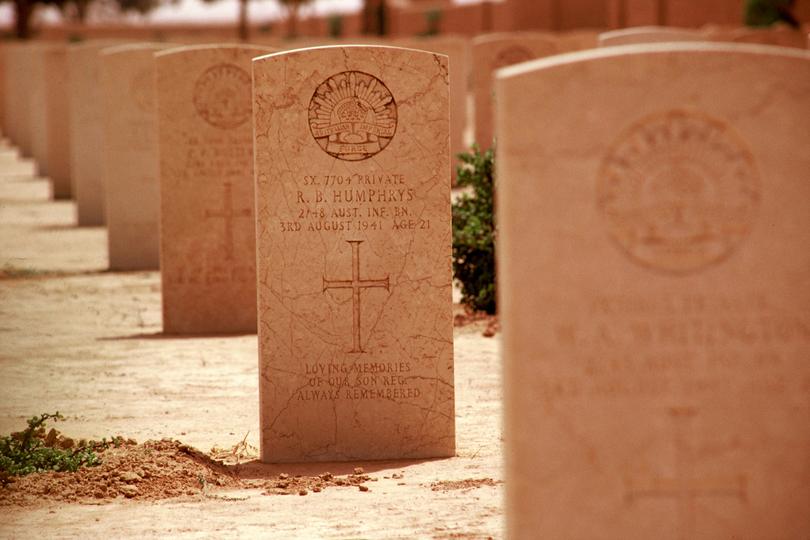 Tobruk war cemetery: Headstone of a relative, Reginald Barton Humphrys.