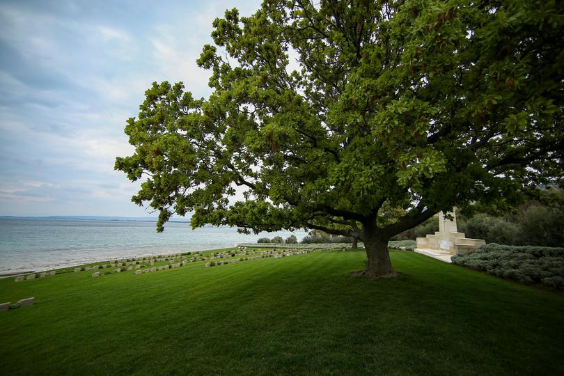 A view of Anzac Cove cemetery, on the site of the World War I landing of the ANZACs in Canakkale, Turkey, Saturday, April 24, 2021.