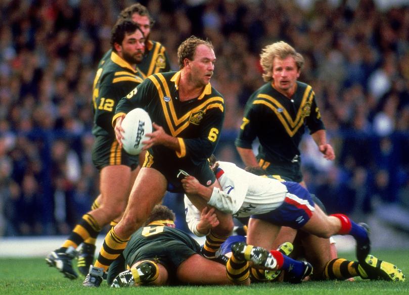 Wally Lewis in action for the Kangaroos, and, below for his beloved Maroons. 