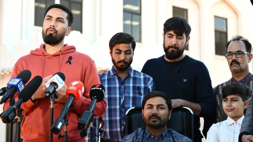 Bondi Junction security guard Faraz Tahir's family have flown from Pakistan to farewell him. (Dan Himbrechts/AAP PHOTOS)
