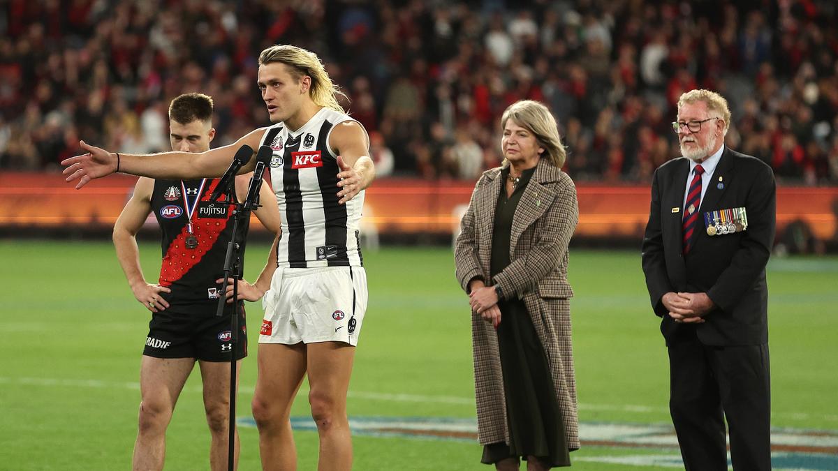 Collingwood captain Darcy Moore’s touching Anzac Day speech receives