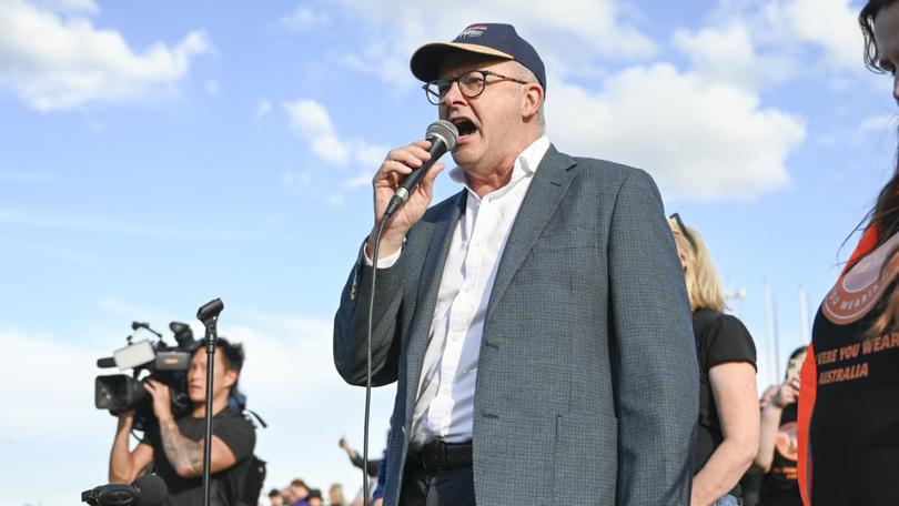 In a speech to an at times hostile crowd, Prime Minister Anthony Albanese demanded change from across society to tackle the scourge of gender-based violence. 