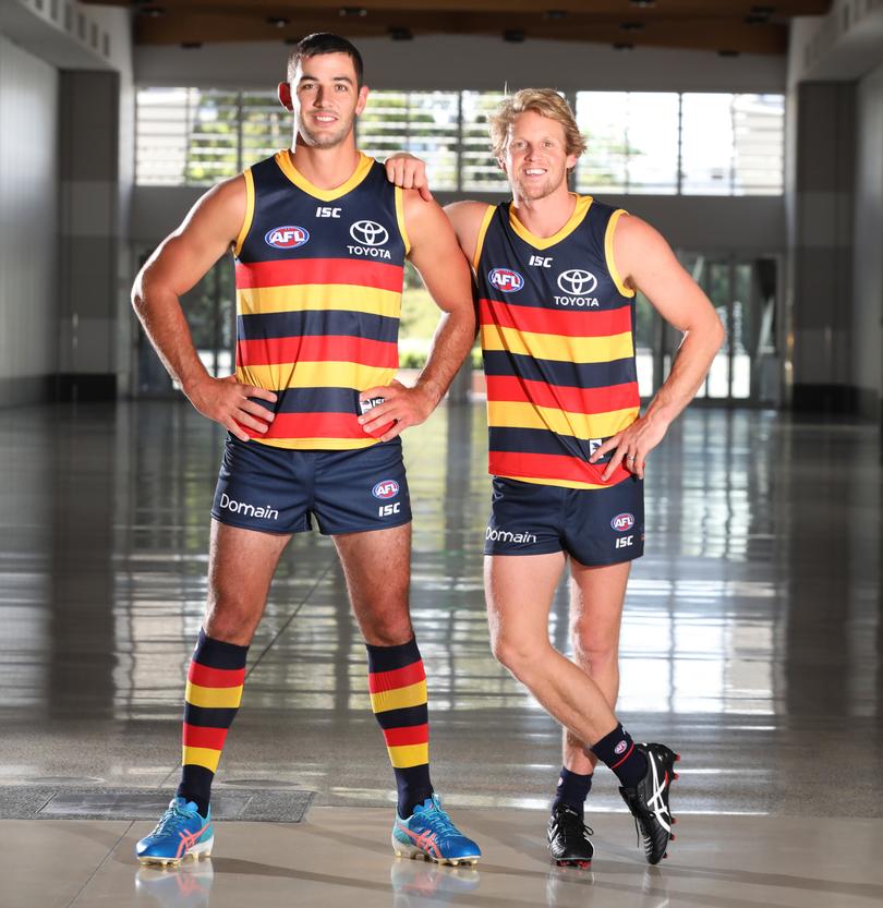 Rory Sloane and Taylor (Tex) Walker at their captaincy announcement. 