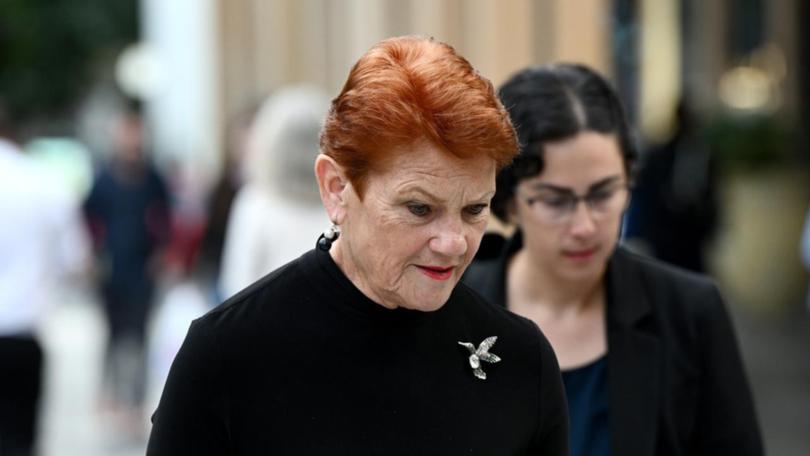 Pauline Hanson is due to give evidence in a Greens senator's racial discrimination case against her. (Bianca De Marchi/AAP PHOTOS)