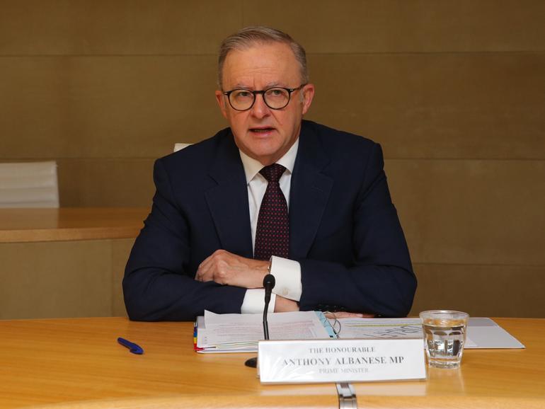 Prime Minister Anthony Albanese during the National Cabinet meeting.