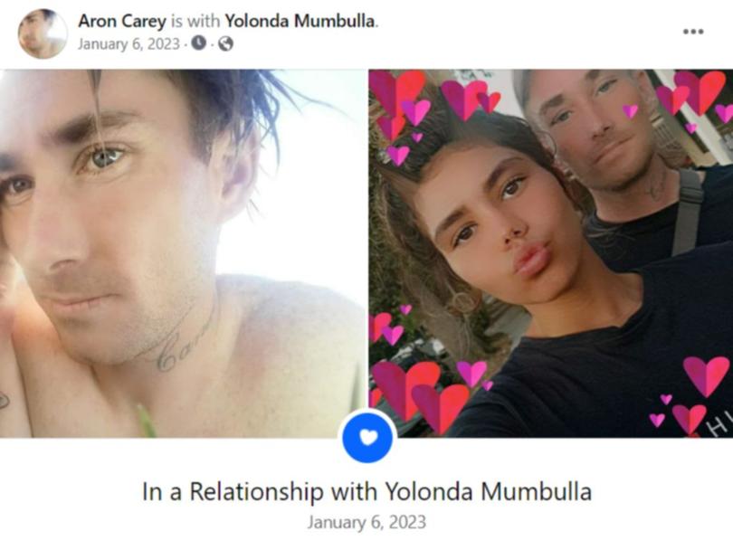 Aaron Carey, 32, and Yolonda Mumbulla went 'Facebook official' in January 2023. Carey commented his excitement over starting a family together.