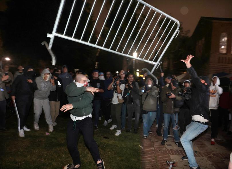 Violent scenes at UCLA where pro-Palestinian protestors and pro-Israeli supporters clashed on Wednesday.
