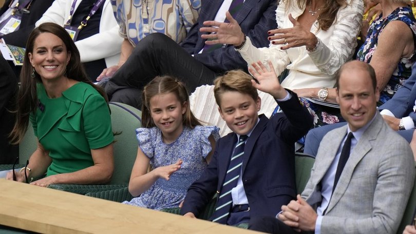 Prince William and wife Kate attend Wimbledon with their children Charlotte and George in 2023. (AP PHOTO)