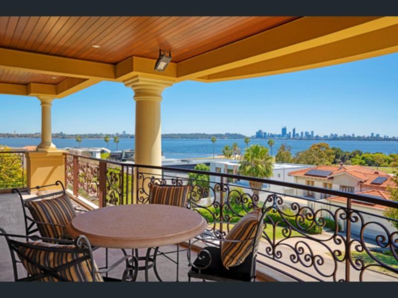The view to the city at the $10 million Applecross mansion which has hit the market.
