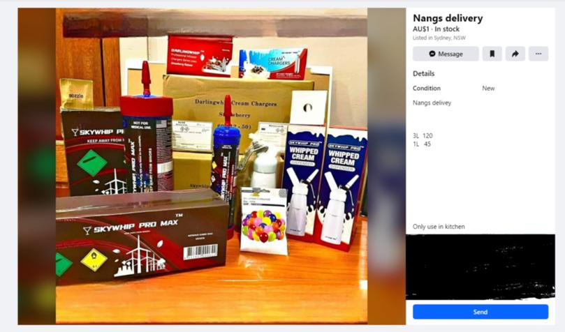 Some of the nitrous oxide delivery services on Facebook marketplace.