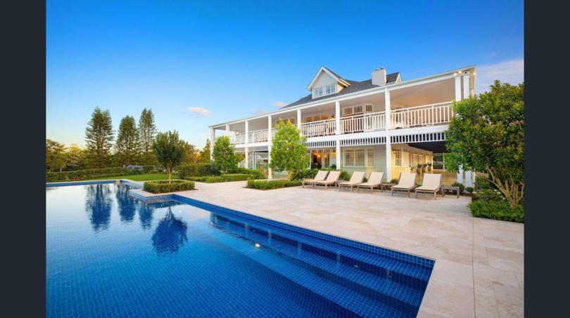 Rivermead Estate on the Gold Coast is listed for sale with price expectations of around $20 million. The homestead overlooks the heated in-ground swimming pool.