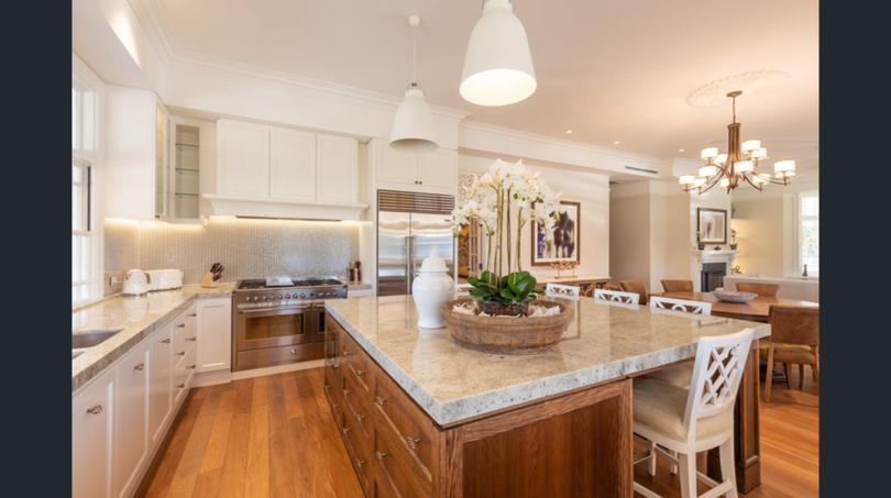 Rivermead Estate on the Gold Coast is listed for sale with price expectations of around $20 million. The luxury kitchen.
