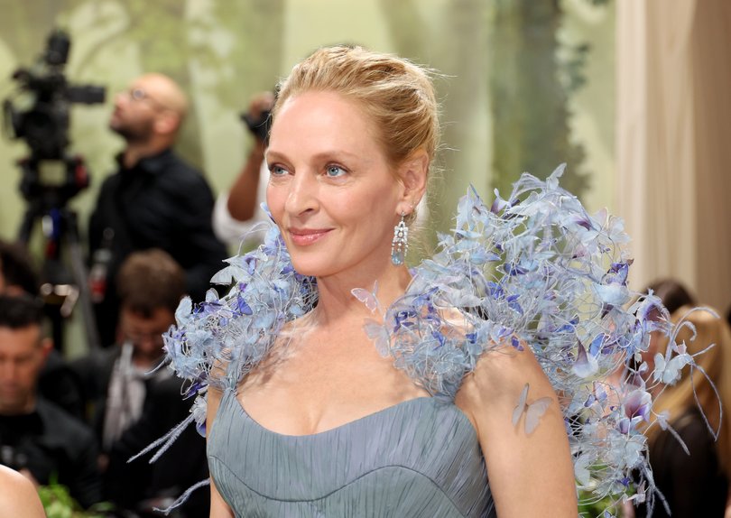 The timeless Uma Thurman in Tory Burch.