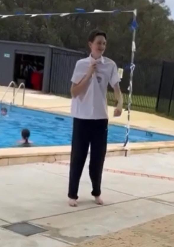 James at a swimming pool