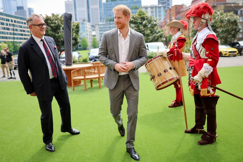 Dominic Reid OBE, CEO, Invictus Games Foundation and Prince Harry, Patron of the Invictus Games Foundation speak with Pikemen and Musketeers.