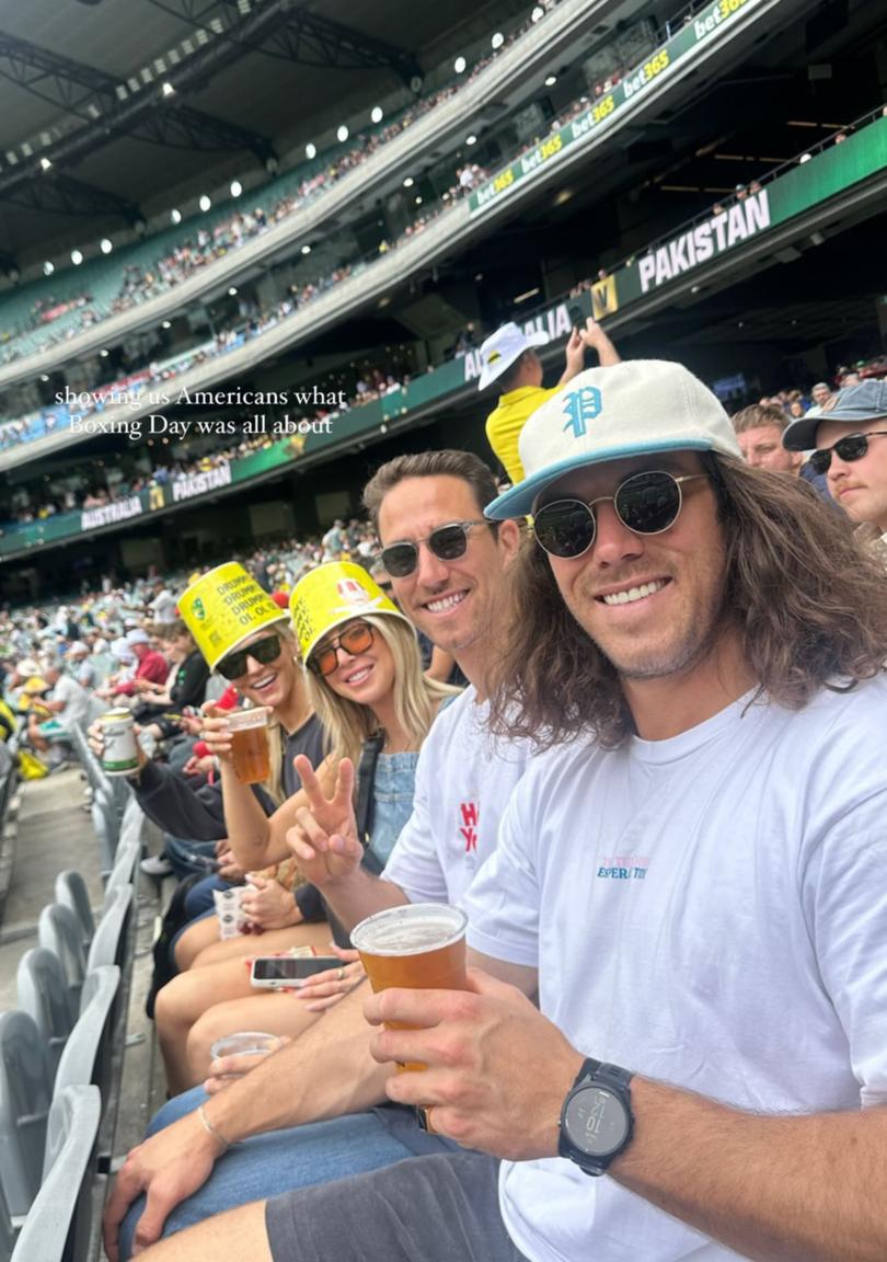 The couple at Optus Stadium for the Test match.