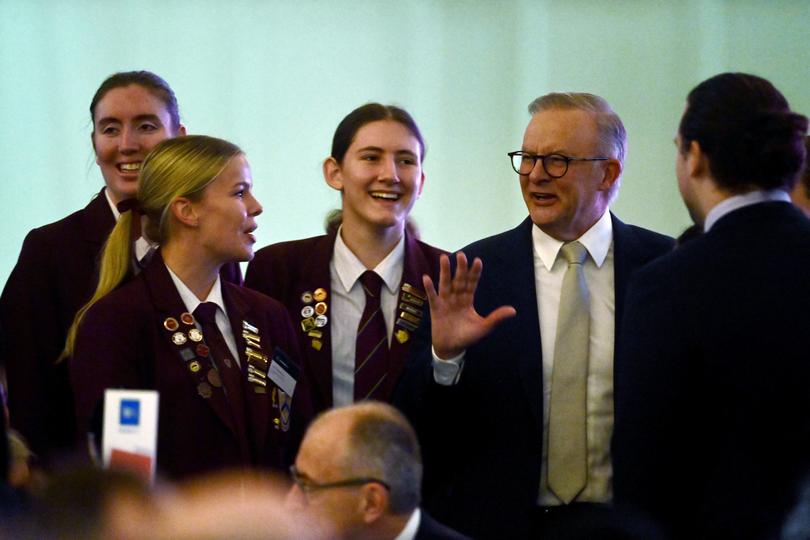 Prime Minister Anthony Albanese addressing a Business News/Nine breakfast. 
Pictured: The PM in the crowd