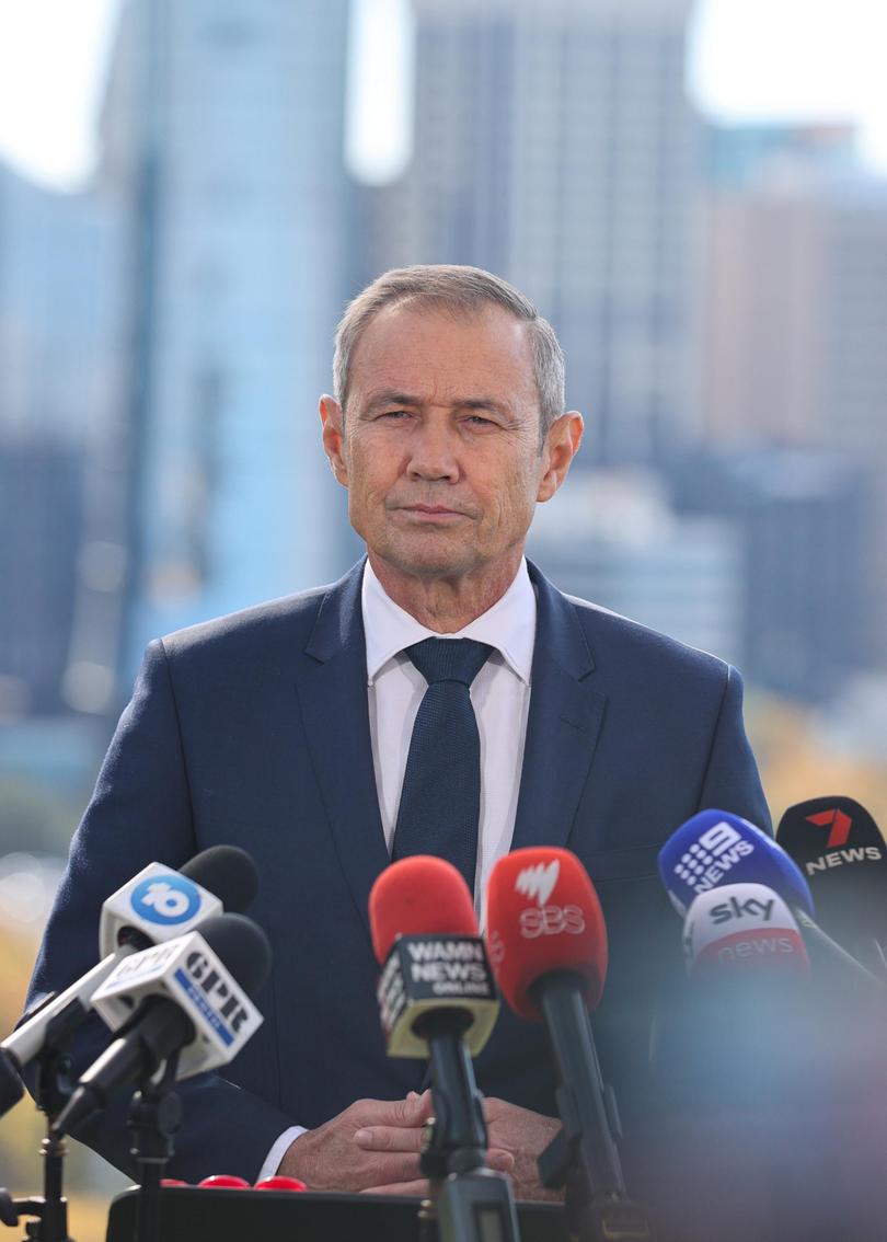 WA Premier Roger Cook at a press conference in King's Park Halim Mellick