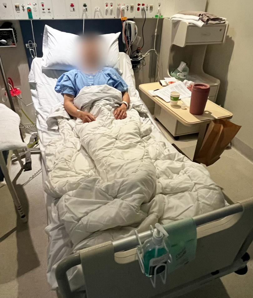 Victim of the Willetton stabbing attack, pictured at Royal Perth Hospital.